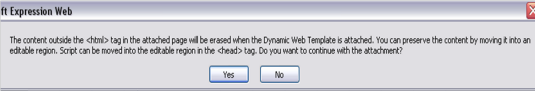 Dynamic Web Template Attach message